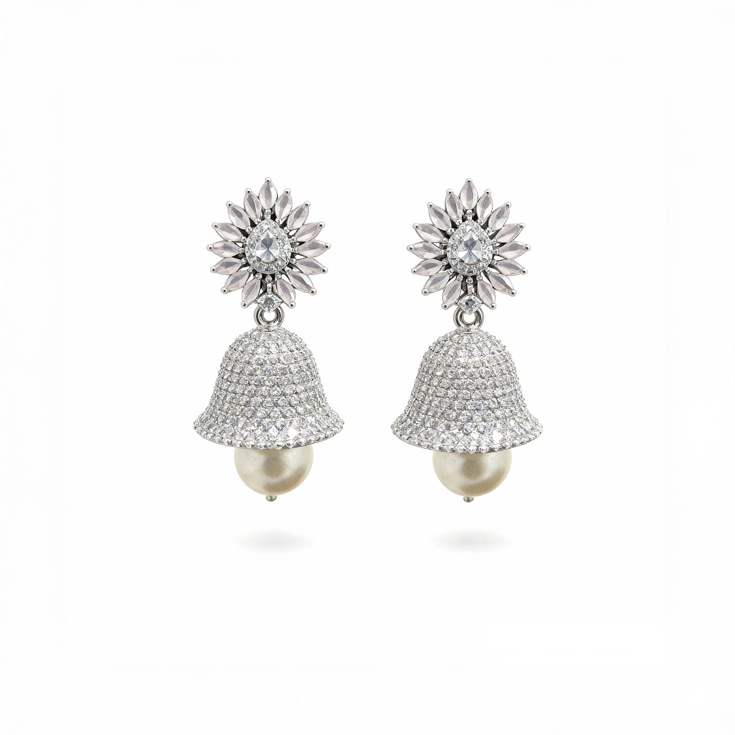 Shyneva Rhodium Plated AD Stone Earrings for Women | Elegant Silver Jewellery 6