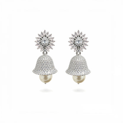 Shyneva Rhodium Plated AD Stone Earrings for Women | Elegant Silver Jewellery 6