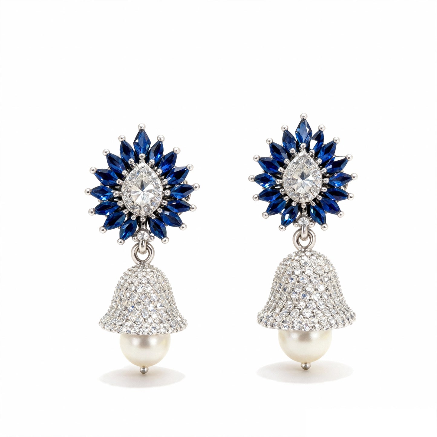 Shyneva Rhodium Plated AD Stone Earrings for Women | Elegant Silver Jewellery 12