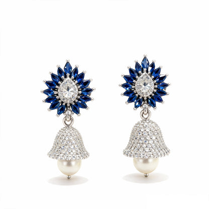 Shyneva Rhodium Plated AD Stone Earrings for Women | Elegant Silver Jewellery 12