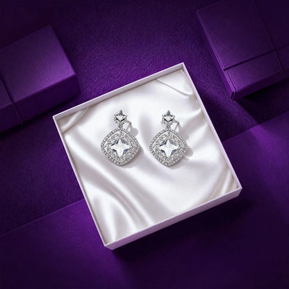 Rhodium Plated Silver Zirconia Tear drop Chic Earring