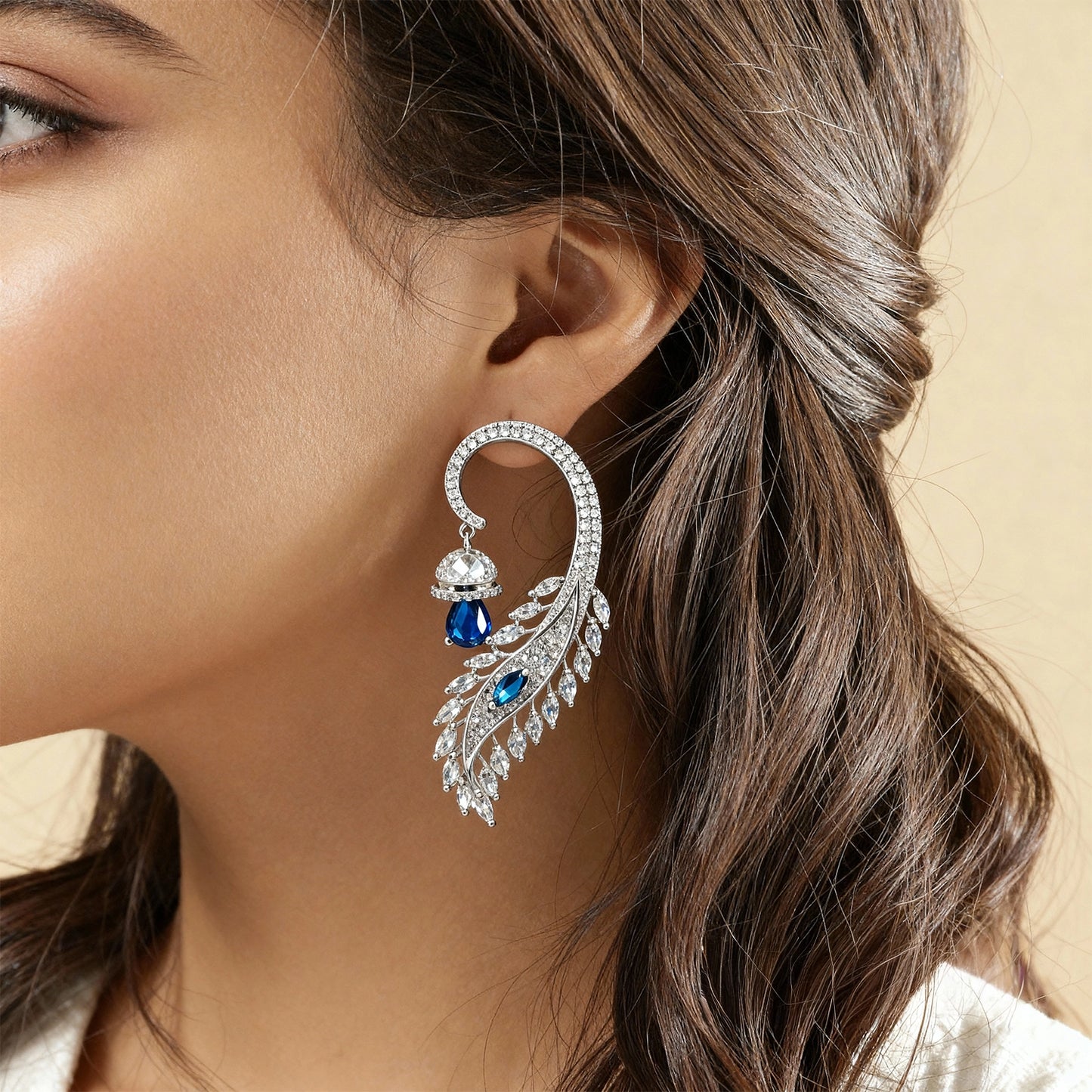 Shyneva Rhodium Plated AD Stone Earrings for Women | Elegant Silver Jewellery 35