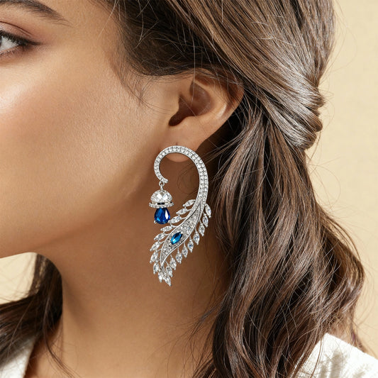 Shyneva Rhodium Plated AD Stone Earrings for Women | Elegant Silver Jewellery 35