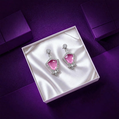 Shyneva Rhodium Plated AD Stone Earrings for Women | Elegant Silver Jewellery 17