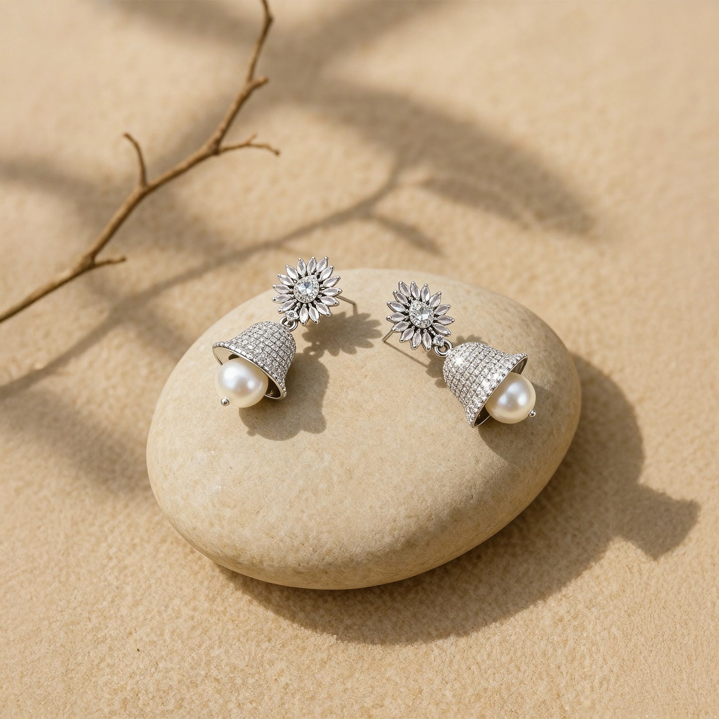 Shyneva Rhodium Plated AD Stone Earrings for Women | Elegant Silver Jewellery 6