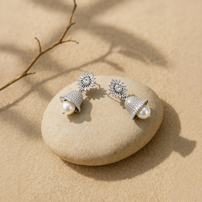 Shyneva Rhodium Plated AD Stone Earrings for Women | Elegant Silver Jewellery 6