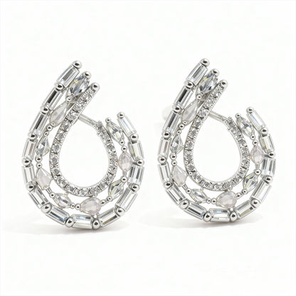 Shyneva Rhodium Plated AD Stone Earrings for Women | Elegant Silver Jewellery 45