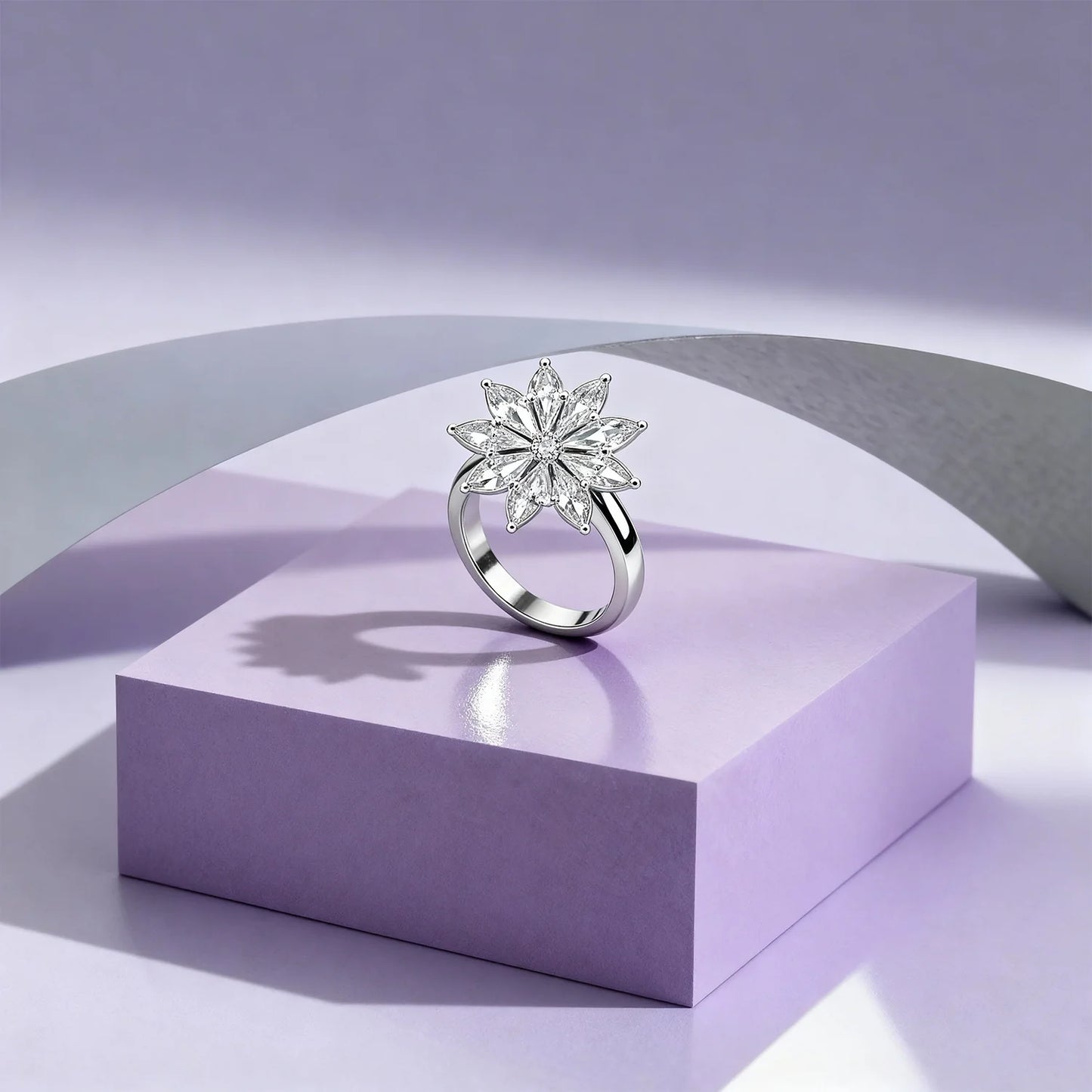 Shyneva Pearl Dazzle Ad Ring rhodium plated jewellery | Daily Wear Ring