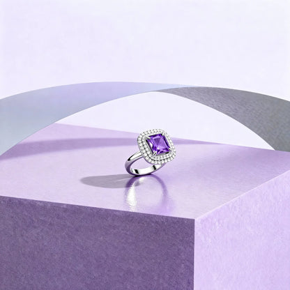 Shyneva Amora Blush Ad Ring rhodium plated silver jewellery | Adjustable Ring For Women