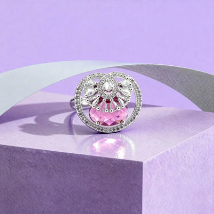 Shyneva Roselle Bloom Silver Ring rhodium plated jewellery | Premium Gift Ring