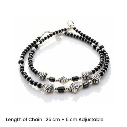 Shyneva Oxidised Silver Anklet for Women (Set of 2) | Traditional Daily Wear Payal | Antique Oxidised Silver-Plated Anklet Pair for Girls & Women