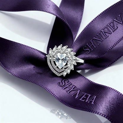 Shyneva Luxe Petal Radiance Ring rhodium plated silver jewellery | Adjustable Ring For Women