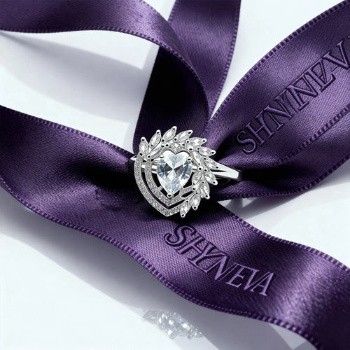 Shyneva Luxe Petal Radiance Ring rhodium plated silver jewellery | Adjustable Ring For Women