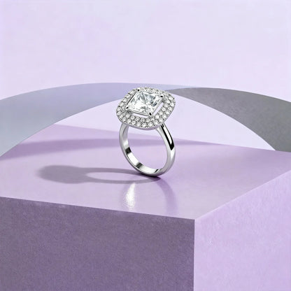 Floral Design Rodium Plated Silver Ring with AD Stones | Women’s Daily Wear & Party Wear Jewellery