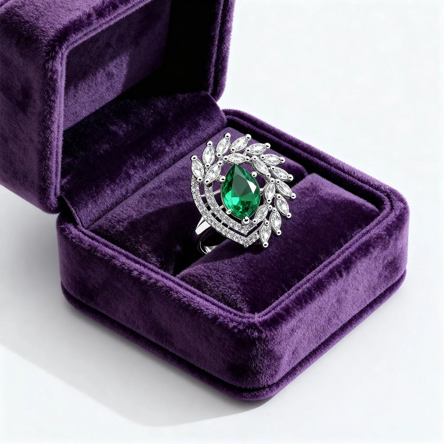 Halo Style Design Rodium Plated Silver Ring with AD Stones | Women’s Daily Wear & Party Wear Jewellery