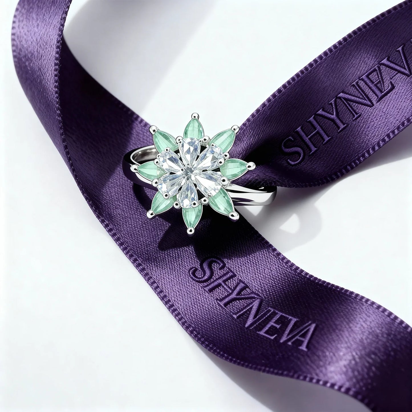 Shyneva Dewdrop Elegance Silver Ring AD stone ring | Premium Gift Ring