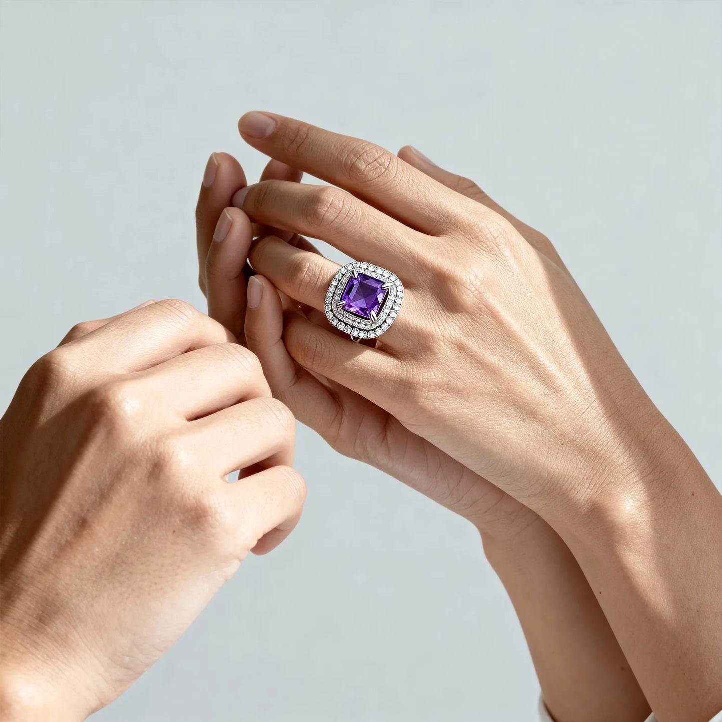 Shyneva Amora Blush Ad Ring rhodium plated silver jewellery | Adjustable Ring For Women