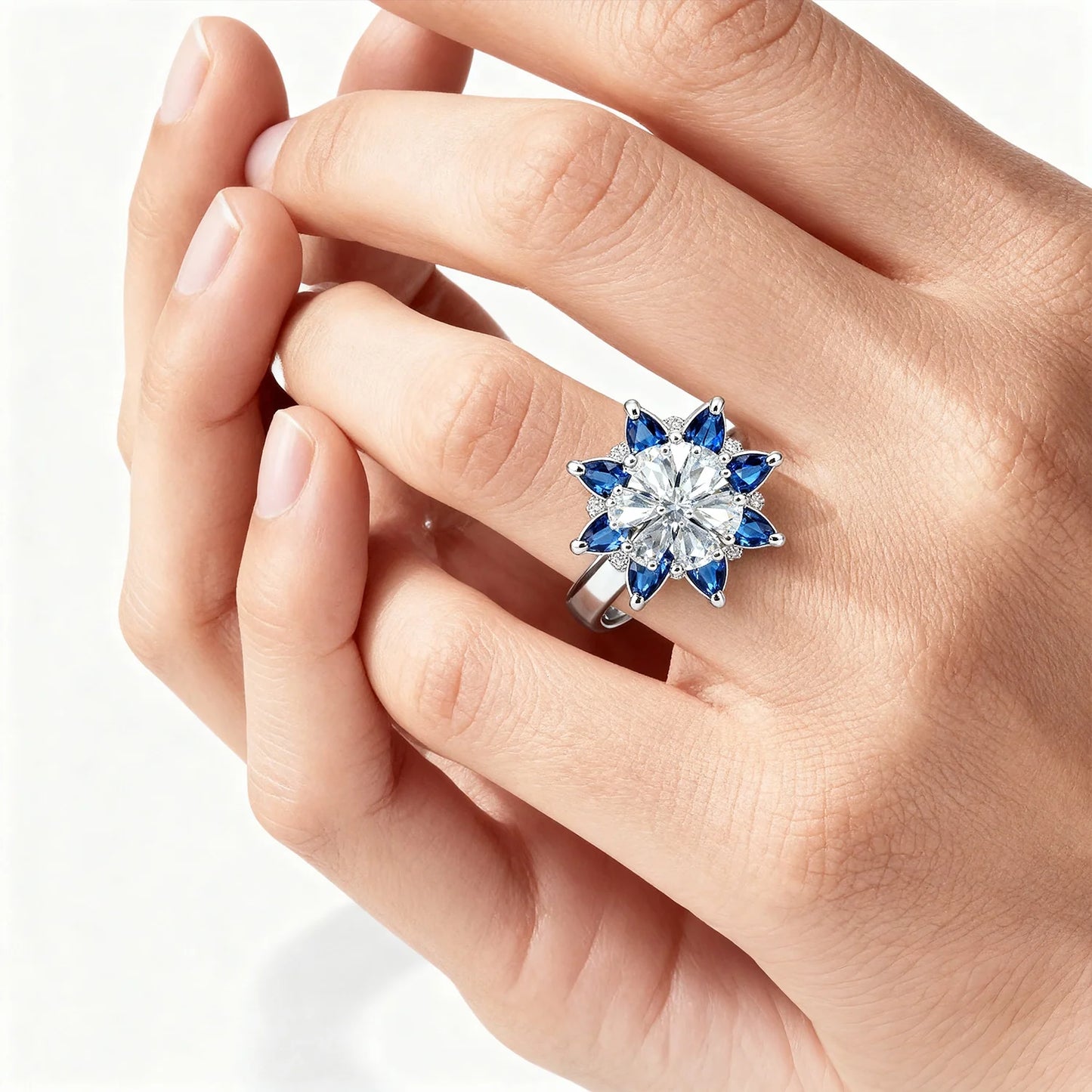 Shyneva Eternal Petal Silver Ring AD jewellery | Daily Wear Ring