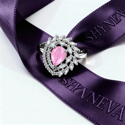 Shyneva Crimson Glow Silver Ring rhodium plated jewellery | Daily Wear Ring