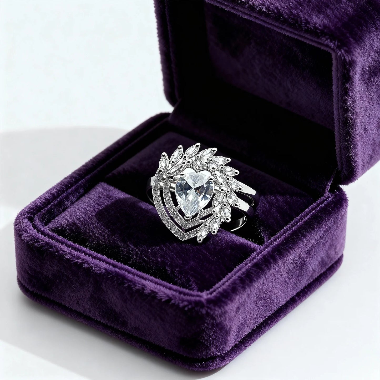 Shyneva Luxe Petal Radiance Ring rhodium plated silver jewellery | Adjustable Ring For Women