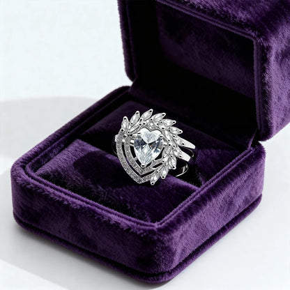 Shyneva Luxe Petal Radiance Ring rhodium plated silver jewellery | Adjustable Ring For Women