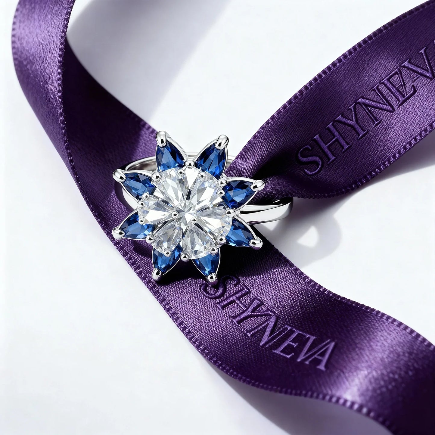 Shyneva Eternal Petal Silver Ring AD jewellery | Daily Wear Ring