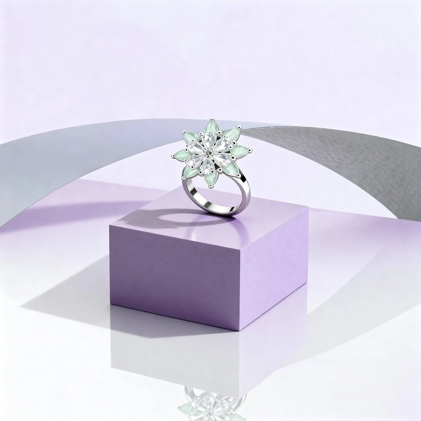 Shyneva Dewdrop Elegance Silver Ring AD stone ring | Premium Gift Ring