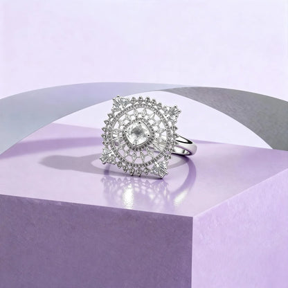 Shyneva Blossom Radiance Ad Ring AD stone ring | Adjustable Ring For Women