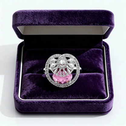 Shyneva Roselle Bloom Silver Ring rhodium plated jewellery | Premium Gift Ring