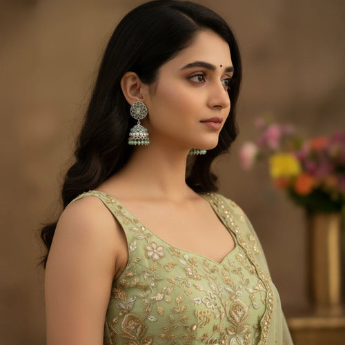 Shyneva Rhodium Plated AD Stone Earrings for Women | Elegant Silver Jewellery 30