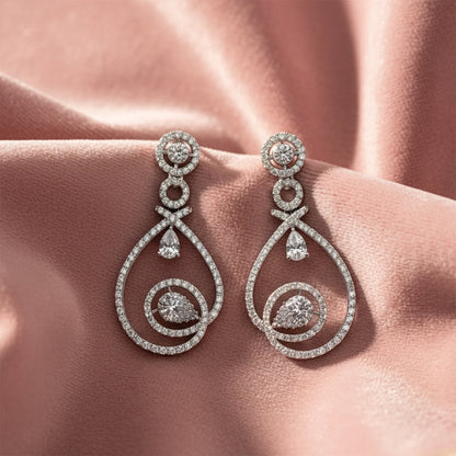 Shyneva Rhodium Plated AD Stone Earrings for Women | Elegant Silver Jewellery 1