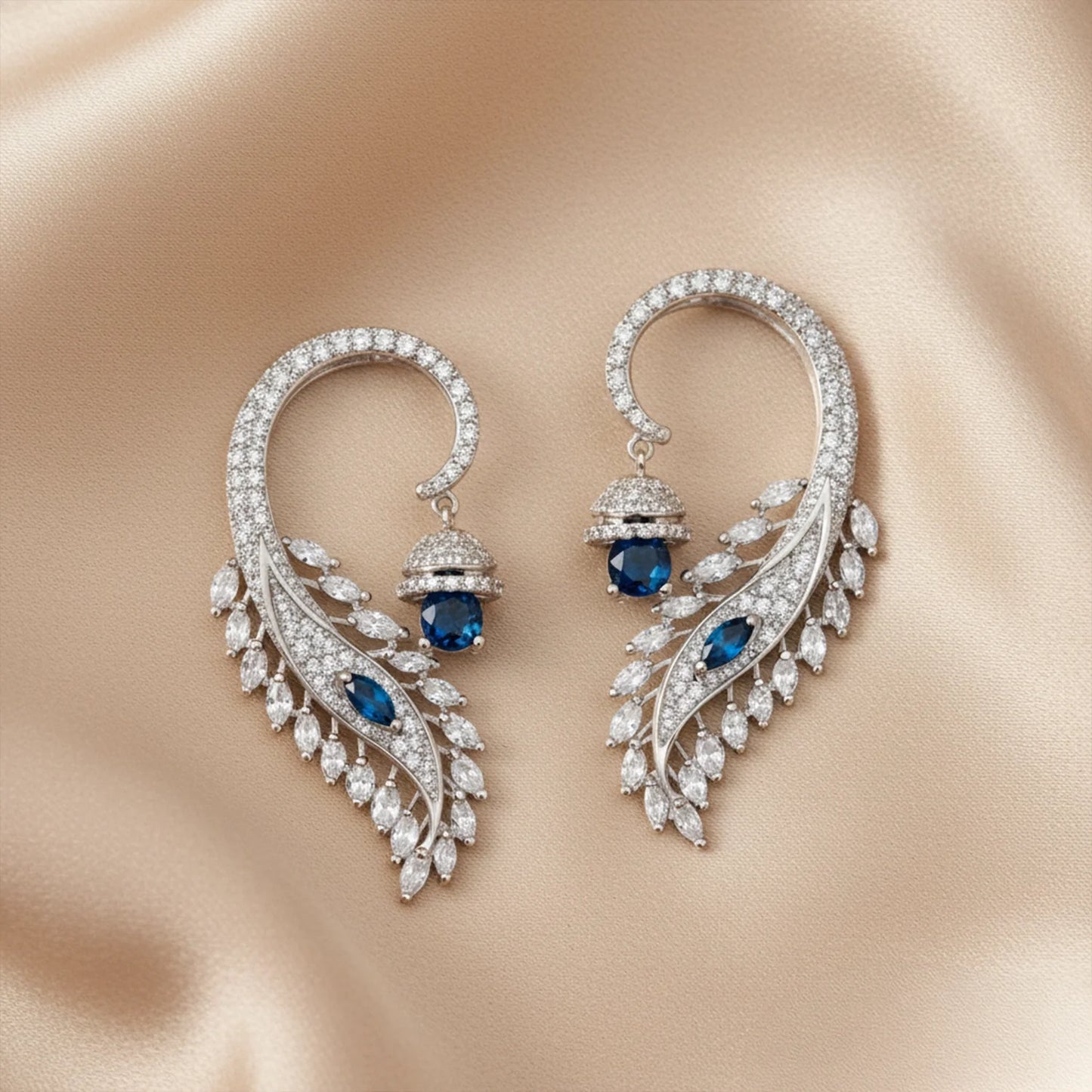 Shyneva Rhodium Plated AD Stone Earrings for Women | Elegant Silver Jewellery 35