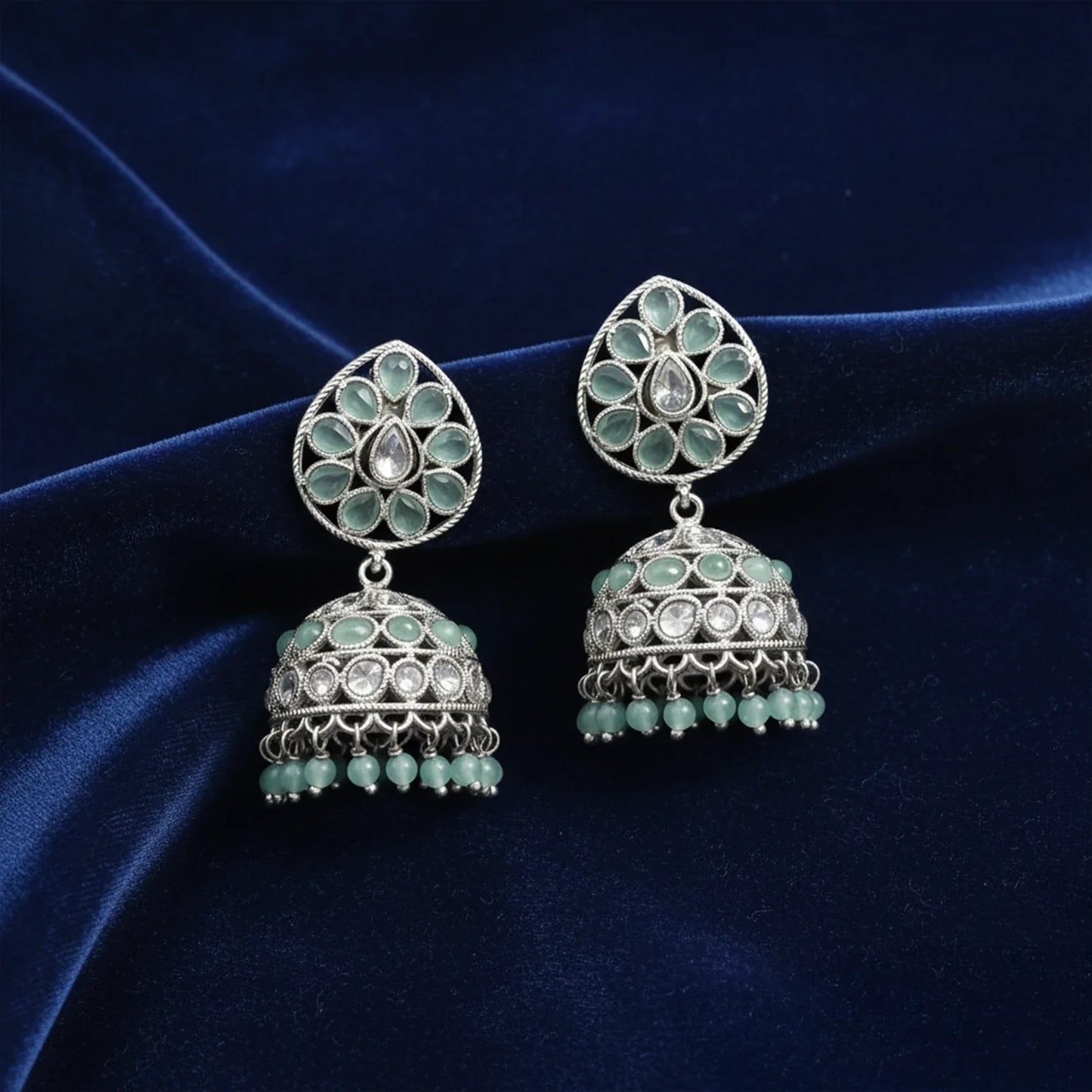 Shyneva Rhodium Plated AD Stone Earrings for Women | Elegant Silver Jewellery 30