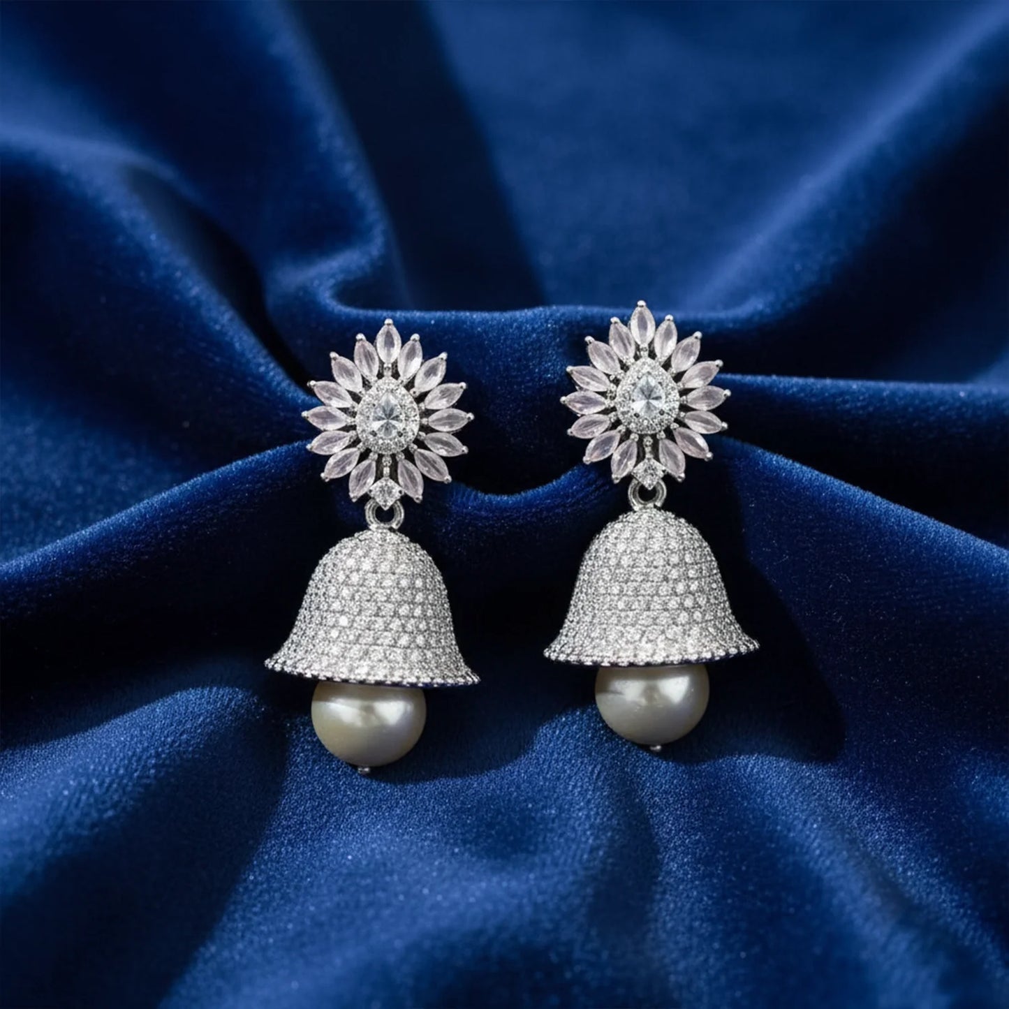 Shyneva Rhodium Plated AD Stone Earrings for Women | Elegant Silver Jewellery 6