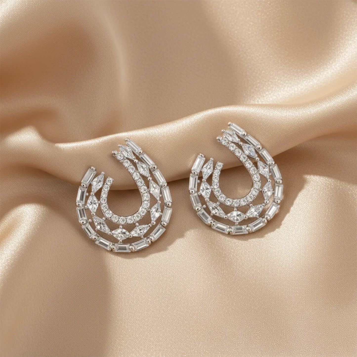 Shyneva Rhodium Plated AD Stone Earrings for Women | Elegant Silver Jewellery 45