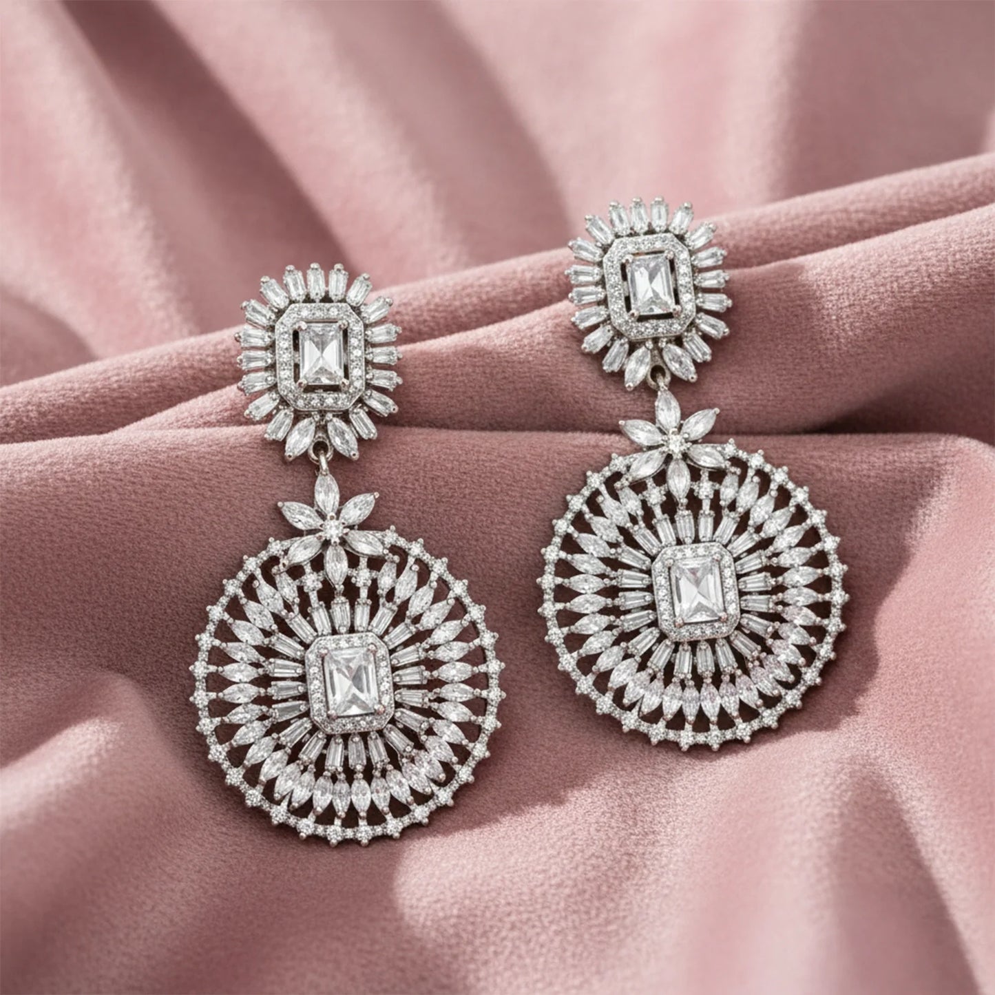 Shyneva Rhodium Plated AD Stone Earrings for Women | Elegant Silver Jewellery 40