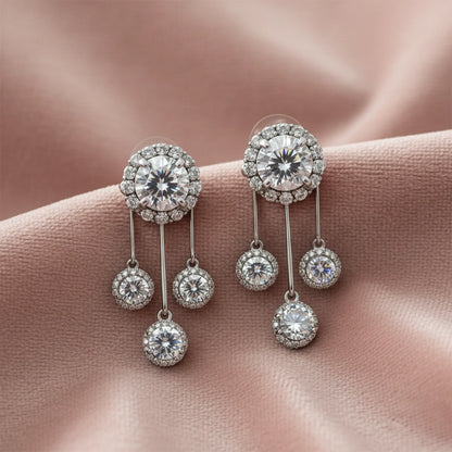 Shyneva Rhodium Plated AD Stone Earrings for Women | Elegant Silver Jewellery 22