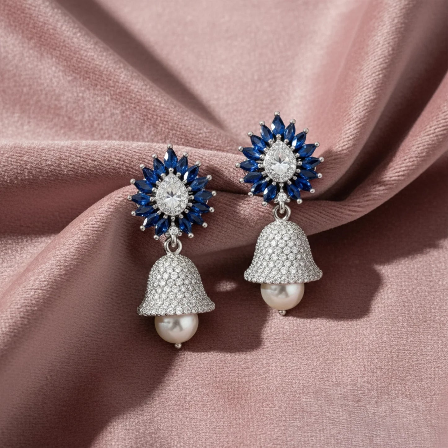 Shyneva Rhodium Plated AD Stone Earrings for Women | Elegant Silver Jewellery 12