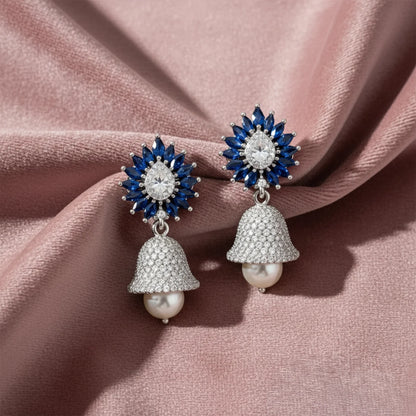 Shyneva Rhodium Plated AD Stone Earrings for Women | Elegant Silver Jewellery 12